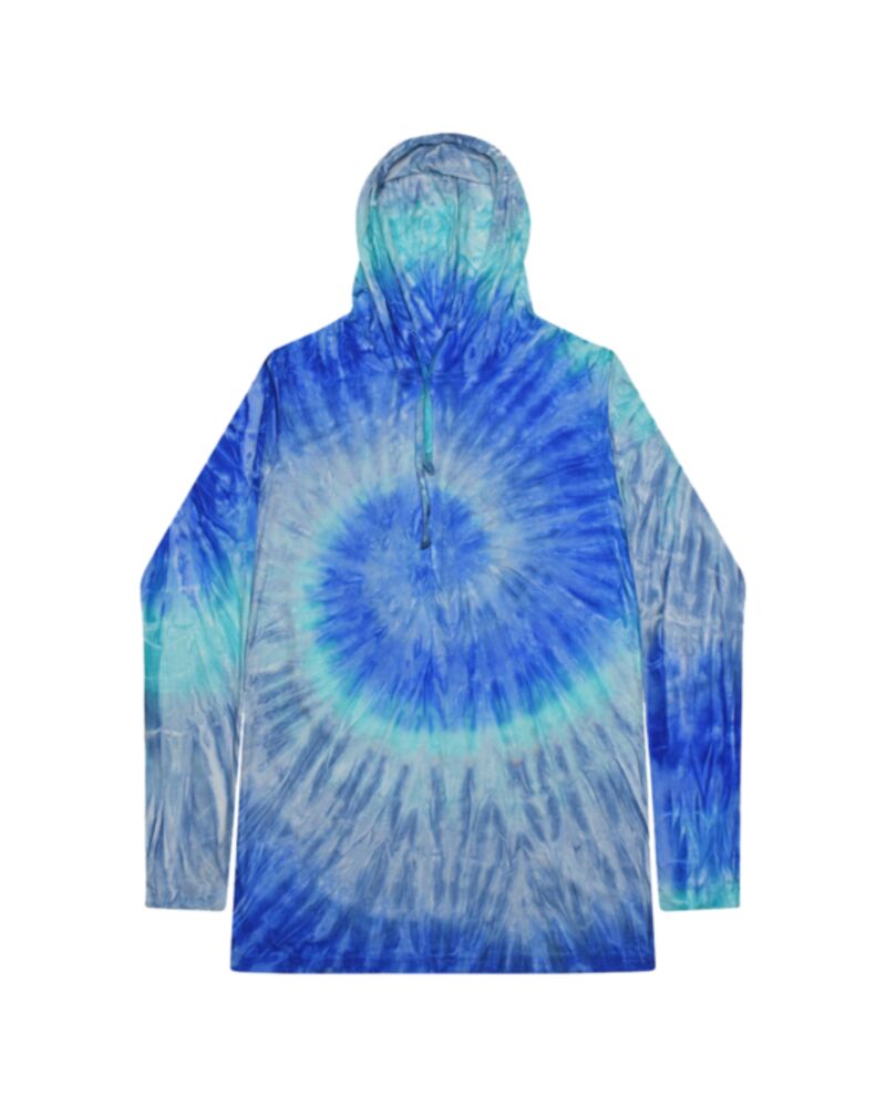 Unisex Tie-Dyed Hooded Long Sleeve T-Shirt Thumbnail