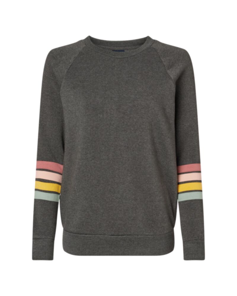 Women's Striped Sleeves Crewneck Sweatshirt Thumbnail