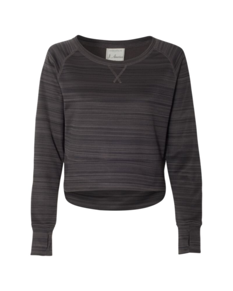 Women's Odyssey Striped Performance Fleece Hi-Low Crewneck Sweatshirt Thumbnail