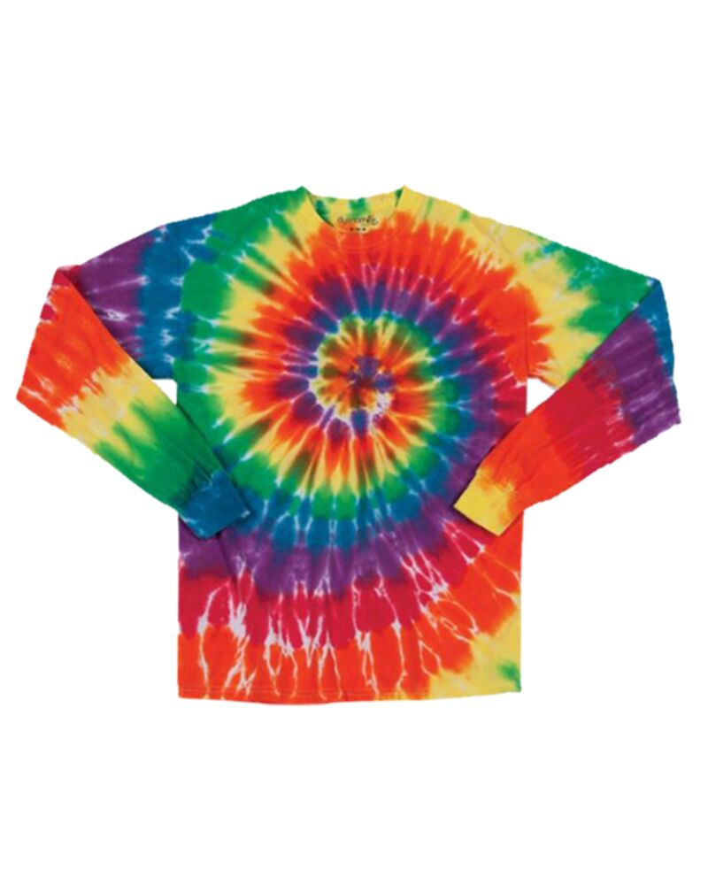 Multi-Color Spiral Tie-Dyed Long Sleeve T-Shirt Thumbnail
