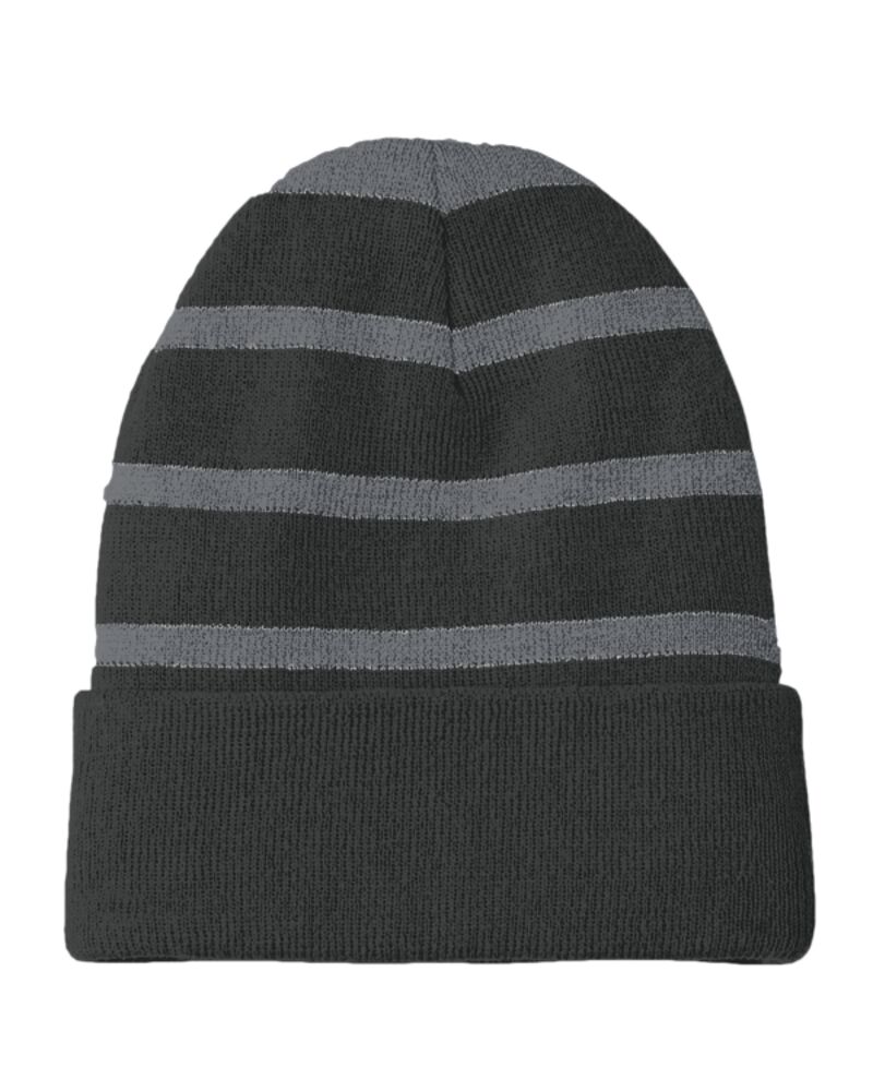 Striped Beanie with Solid Band Thumbnail