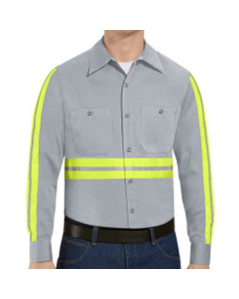 Men's Tall Enhanced Visibility Long Sleeve Cotton Work Shirt Thumbnail