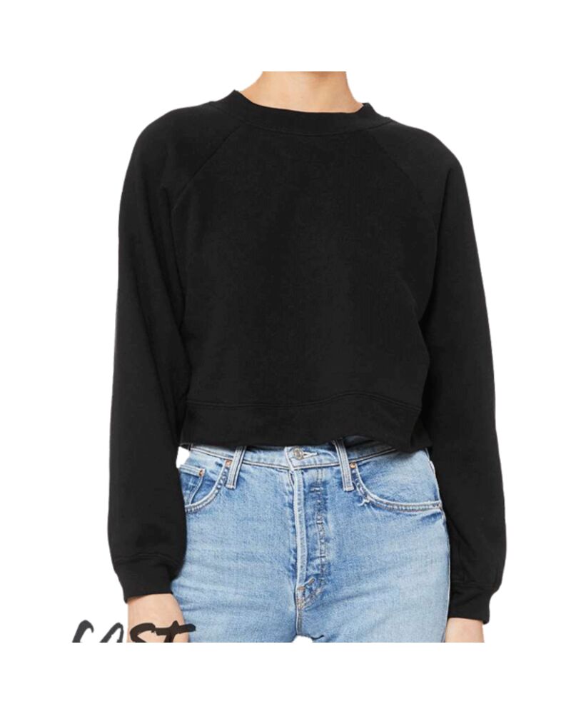 Women's Crop Raglan Fleece Crewneck Sweatshirt Thumbnail
