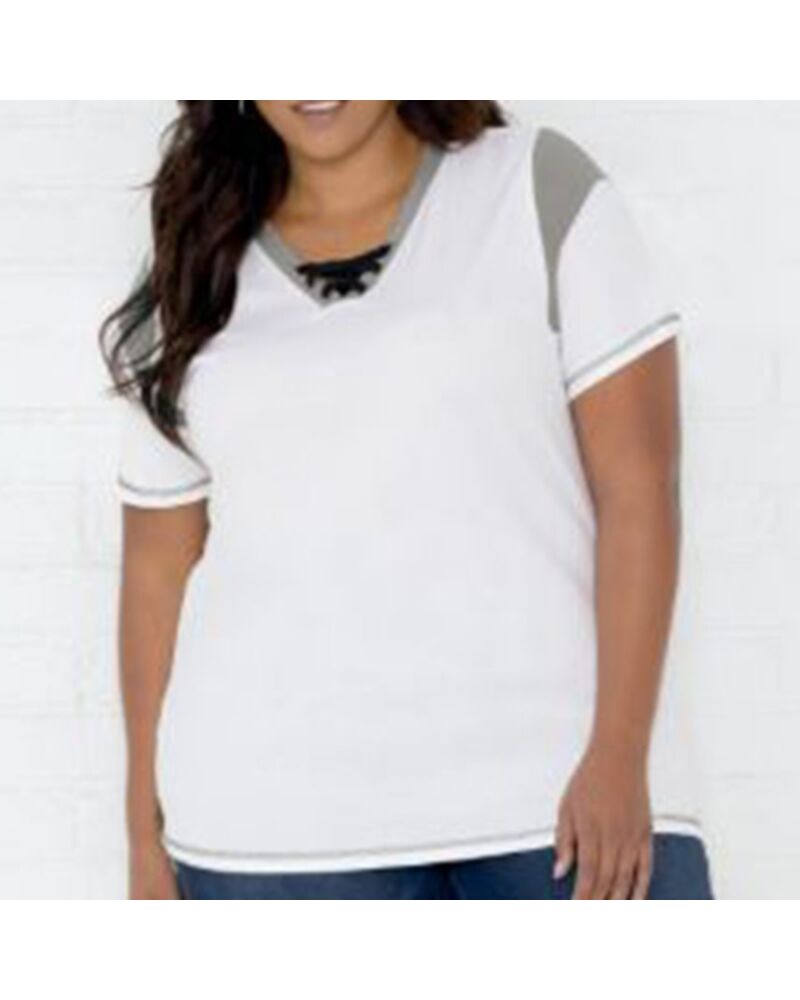 Women's Curvy Lace Up Fine Jersey Tee Thumbnail