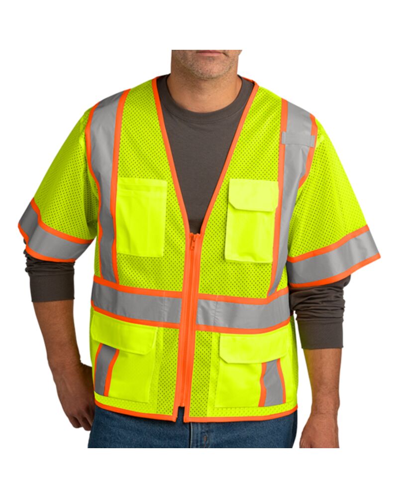 Ansi 107 Class 3 Surveyor Mesh Zippered Two Tone Short Sleeve Vest Thumbnail